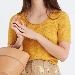 Madewell pointelle sweater tee, mustard yellow